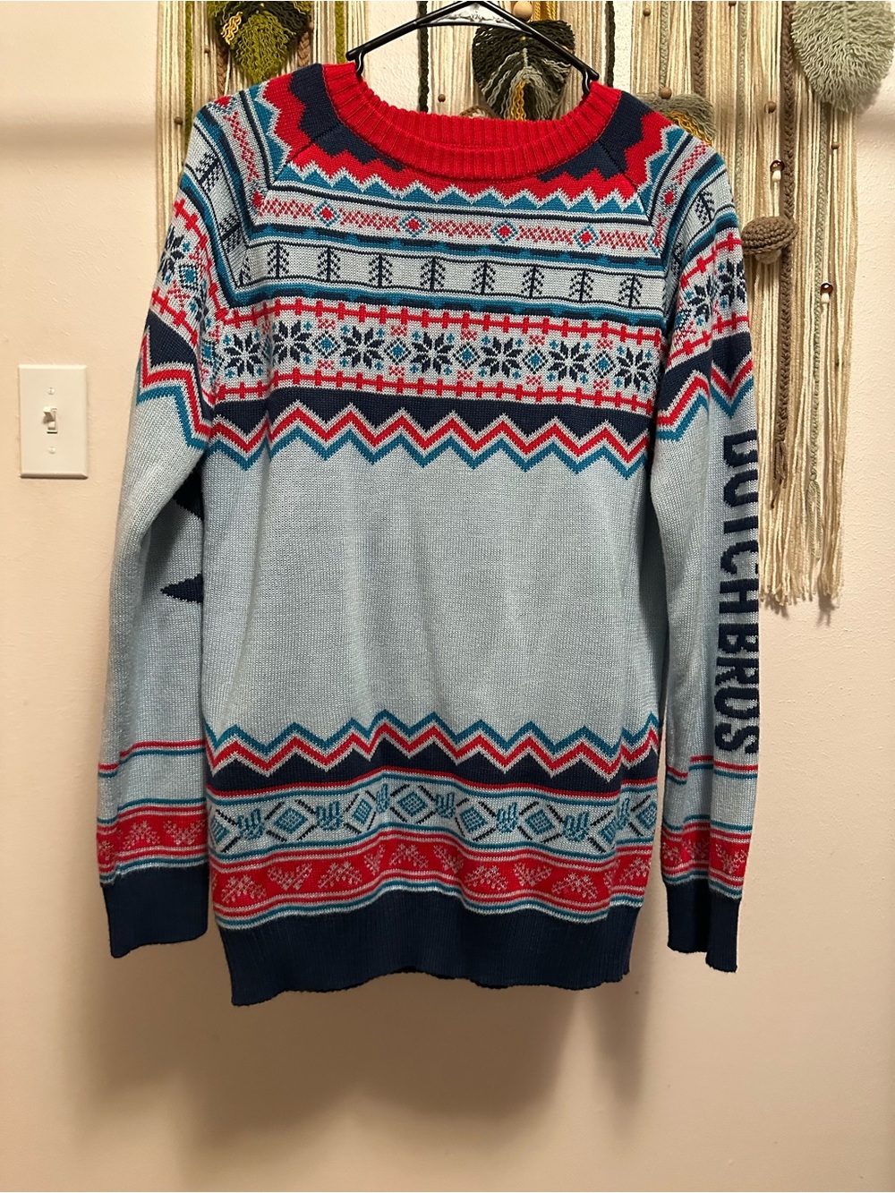 Dutch Bros Christmas Blue Fair Isle Crewneck